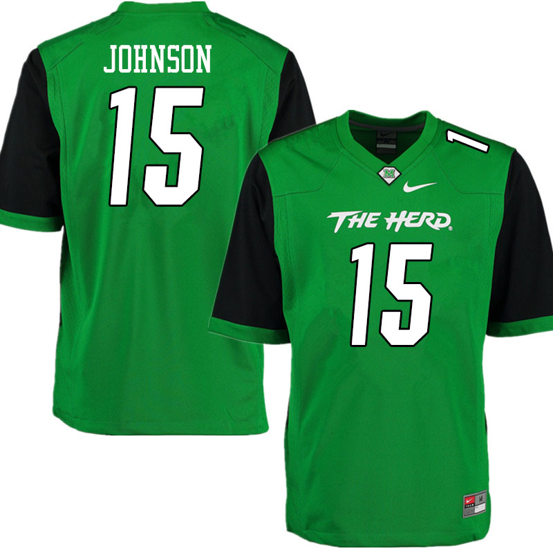 Men #15 TJ Johnson Marshall Thundering Herd College Football Jerseys Sale-Gren